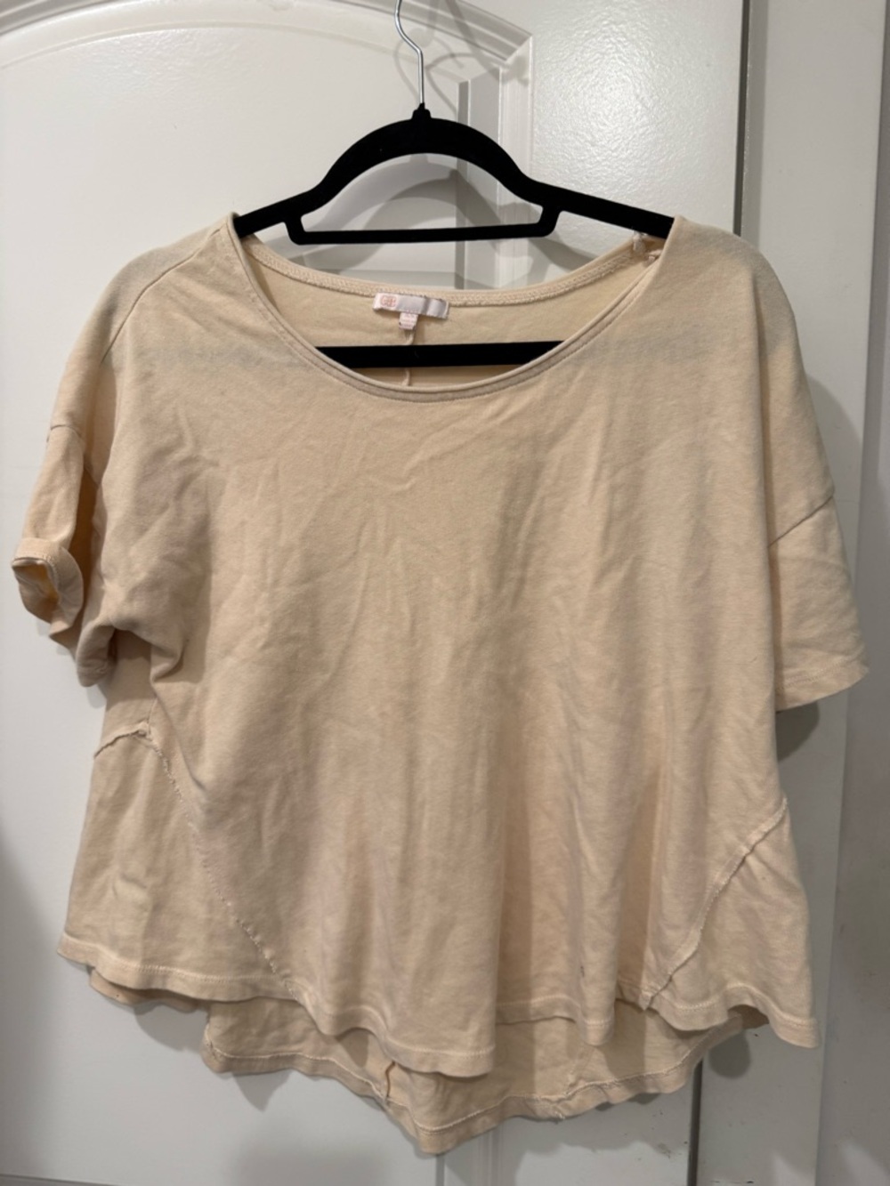 Gianni Bini Cream Boxy Short Sleeve Top